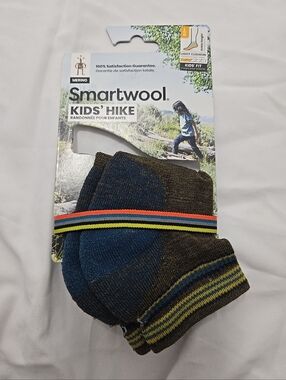 NWT Smartwool Kid's Hike 58% Wool Ankle Height Light Cushion Socks Olive Green